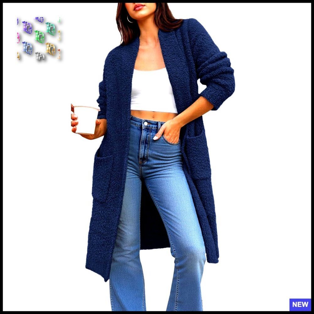 Oversized Knit Cardigan Long Sleeve Open Front Cozy Winter Sweater